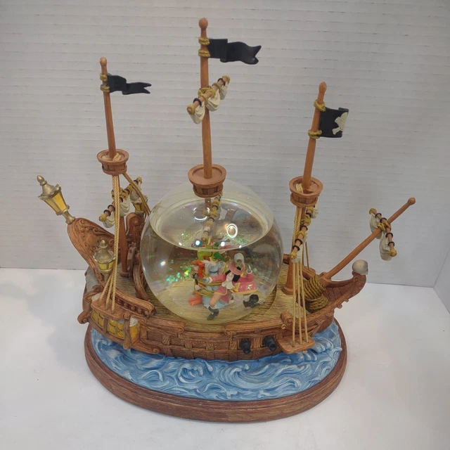 Disney You Can Fly Snow Globe Music Box Jolly Roger Captain Hook Peter Pan Wendy