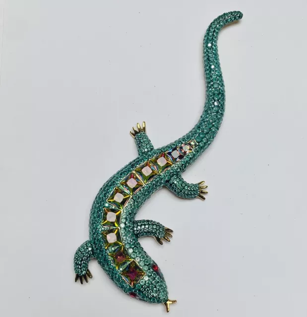 Butler and Wilson Green Crystal Statement Crystal Running Lizard Brooch New