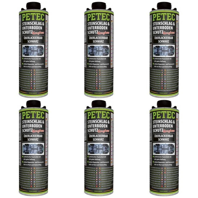 6 x Petec Steinschlag Unterbodenschutz Kautschuk Überlackierbar Schwarz 1L 73210
