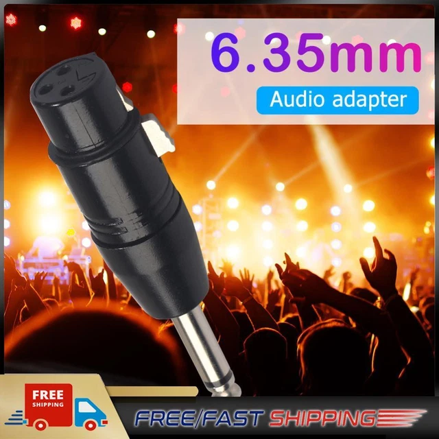 3Pin XLR Female to 1/4 inch 6.35mm Male Plug Mono Microphone Adapter Connector #