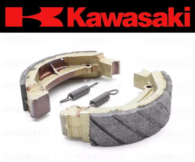 Set of (2) Kawasaki Water Grooved REAR Brake Shoes and Springs #41048-1083