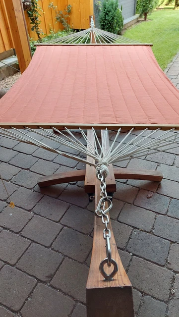 Hängematte mit Holz Gestell 4 Räder Liege Gartenliege 3