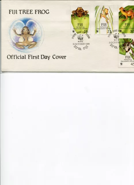 1988 WWF FIJI Fiji Tree Frog 4V Official First Day Cover Postfree Aust.