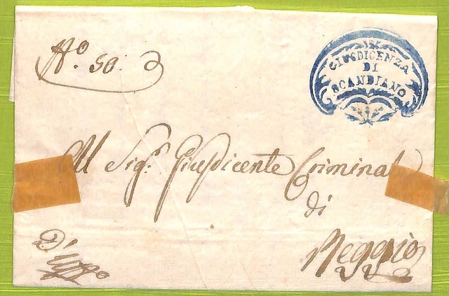 ab3463  - REGNO - Storia Postale - BUSTA prefilatelica  - Modena SCANDIANO  1821