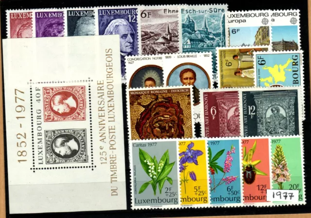 LUXEMBOURG MNH - Complete Year 1977 *** 20 Stamps + 1 Souvenir Sheet