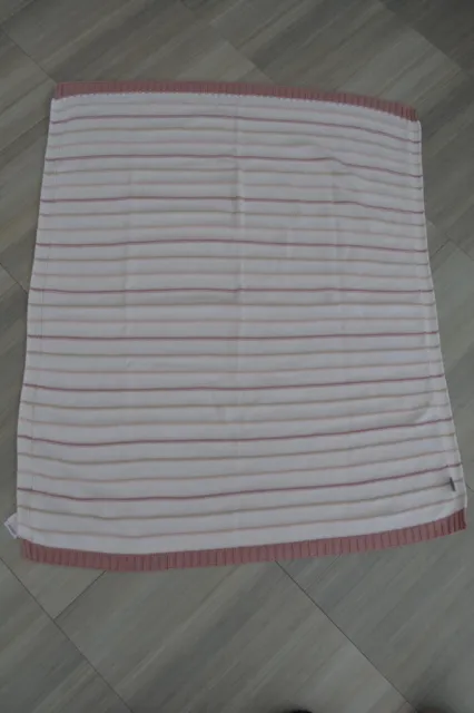 Mamas and Papas Pink Stripe Pram Crib Cotton Knitted Blanket 70 x 90cm