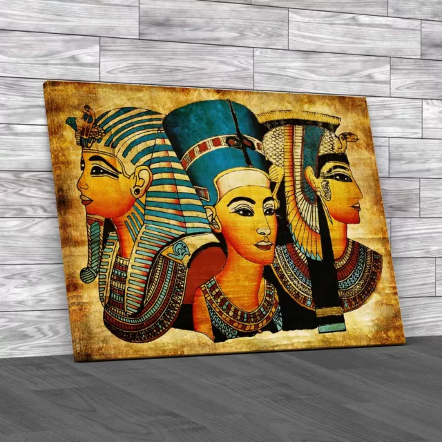 Ancient Egyptian Papyrus Pharaoh And Queen Canvas Print Large Picture Wall Art