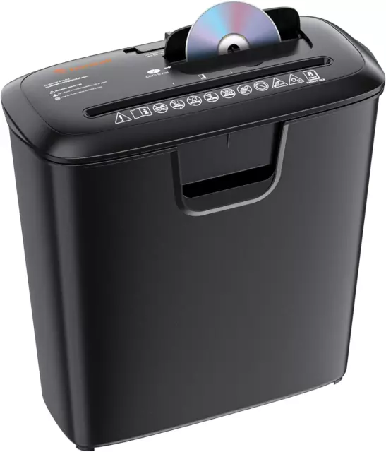 Bonsaii Paper Shredder for Home Use, 8-Sheet StripCut Home Office Shredder, Card