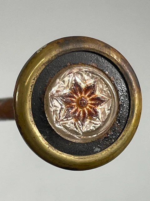 ⅞” Antique Victorian Picture Art Hanging Nail Red Glass Star Flower Medallion 3