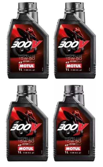 4l Motul 300V Factory Line Road Racing 15W-50 Motoröl 4x1L