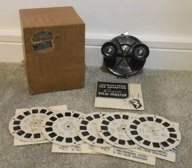 Vintage Viewmaster Model A Viewer 1938-44 Boxed With Reels & Instructions  O146