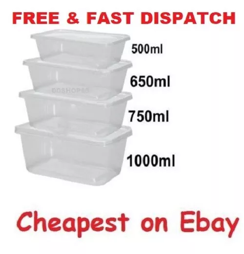 Clear Plastic Quality Containers Tubs with Lids Microwave Food Safe Takeaway