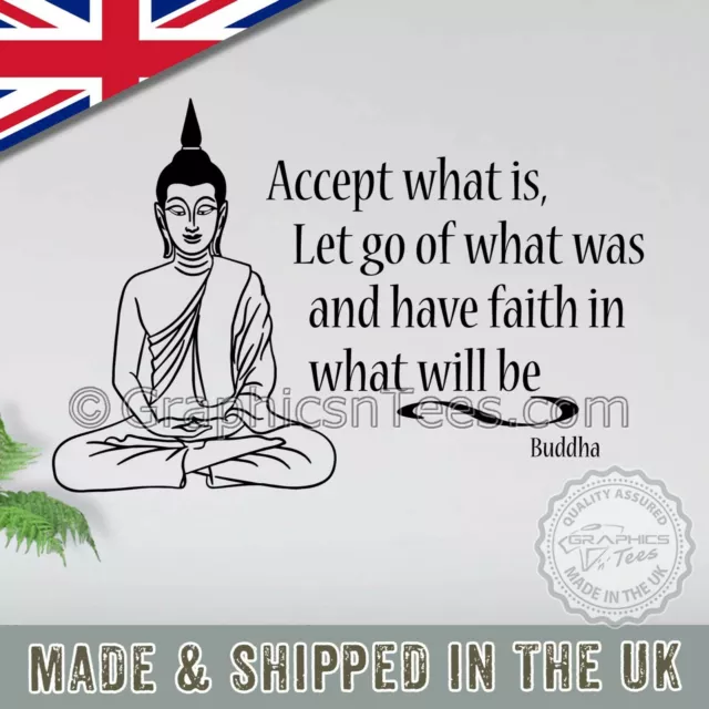 Buddha Inspirational Quote, Accept What Is, Motivational Yoga Wall Sticker Decal