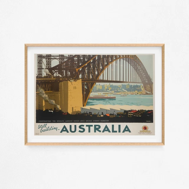 SYDNEY HARBOUR BRIDGE Australia Travel Vintage Wall Art Poster Print