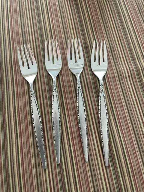Vintage Set Of Four Oneida Community Stainless Venetia Flatware Salad Forks