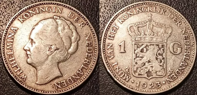 Pays-Bas - Wilhelmina - 1 gulden argent 1923 - KM#161.1