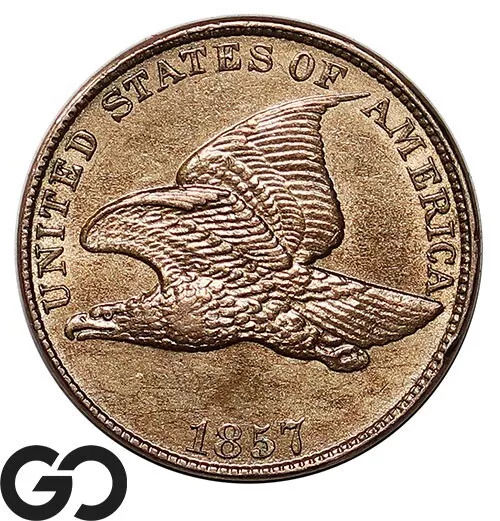 1857 Flying Eagle Cent Penny, Tough Uncirculated++ ** Free Shipping!