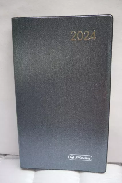 Herlitz Taschenkalender Planer 2024 9,5x16 cm Metallic BORDEAUX + ANTHRAZIT