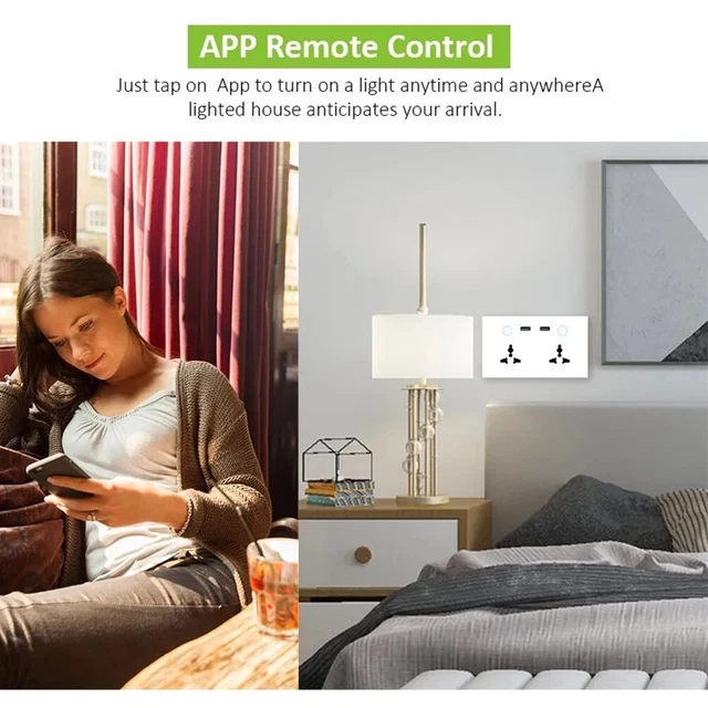 Interrupteur de prise murale design moderne WIFI double trou position en noir/bl