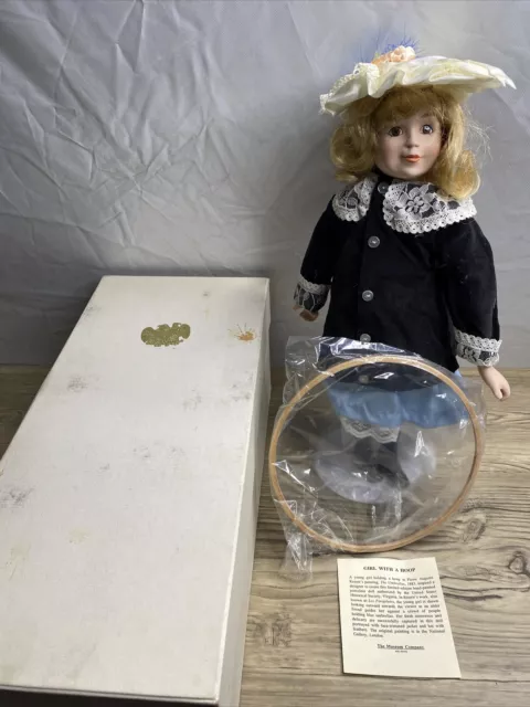 Rare Vintage Us Historical Society “Girl With A Hoop” Porcelain Doll With Box