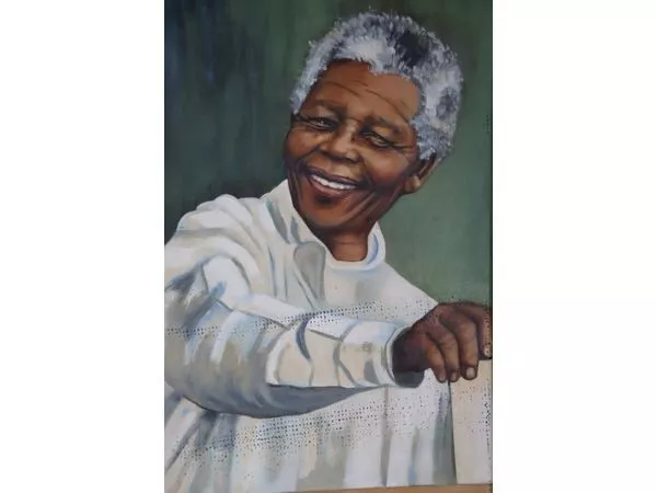 Nelson Mandela oil on canvas ` first democratic vote` freedom south africa art