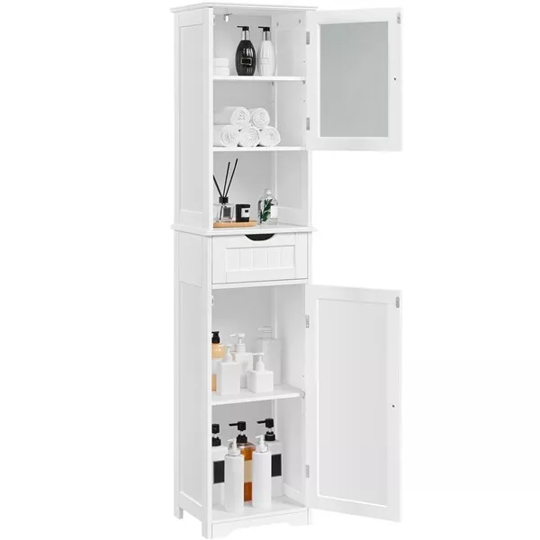 Meuble Colonne de Salle de Bain Armoire Cuisine Etagère Réglable 170 cm de Haut