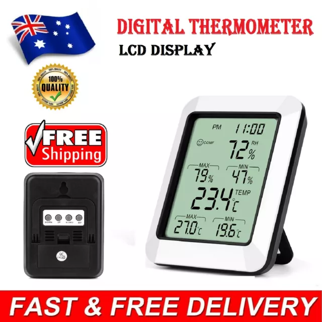 Digital LCD Hygrometer Humidity Indoor Outdoor Thermometer Temperature Monitor