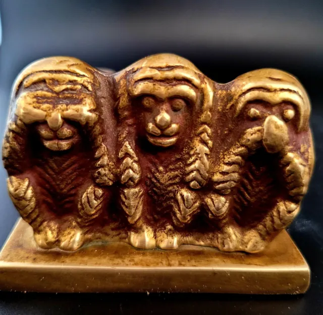 Vintage Brass Monkeys Figurine - See No Evil, Hear No Evil