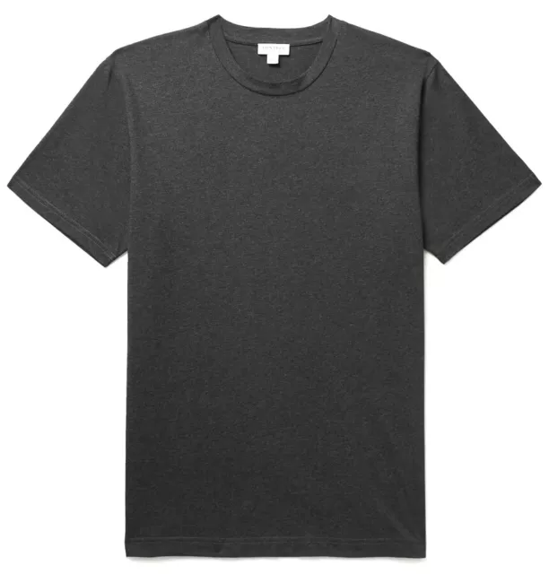 Sunspel T-Shirt Riviera Dark Gray Streaked Charcoal Melange SIZE S M L New