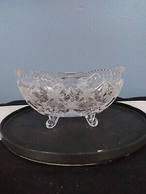 Crystal Bowl 8" Diameter Cut Glass With 4 Legs