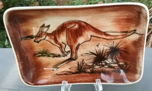 Stunning Australian Pottery Studio Anna Dish Kangaroo in Flight #2