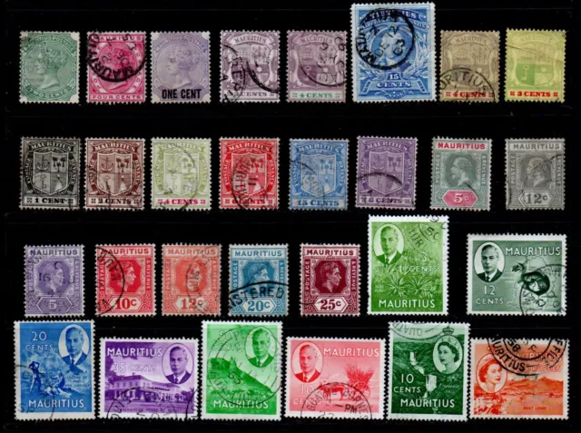 Mauritius QV to QE2 selection of 29 to 2.50r orange sg304 used.