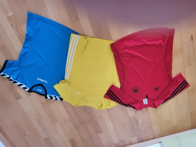 3x Sport T-Shirt Hummel Adidas 40 42 L Blau Rot Gelb