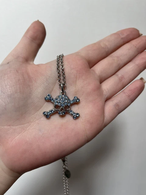 VIVIENNE WESTWOOD SILVER Blue Skull And Crossbones Chain Necklace 49.99 PicClick UK