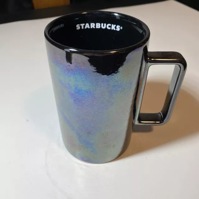 Starbucks 2020 Black Purple Oil Slick Iridescent Ceramic Coffee Tea Mug 12oz 