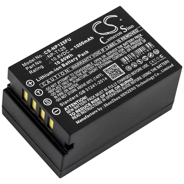 10.8V Batterie pour Fujifilm Format Moyen Gfx NP-T125 Qualité Cellule Neuf