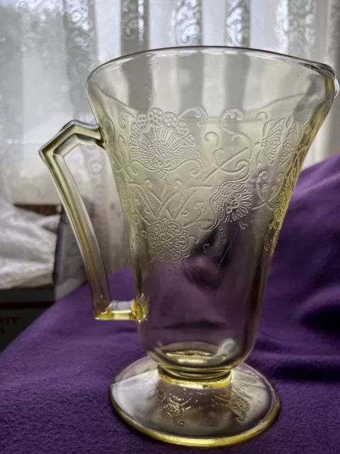 Florentine Poppy #2 Depression Glass Pitcher -Yellow