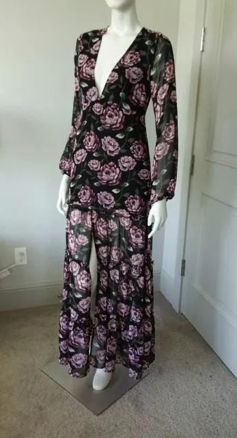 Forever 21 Floral Long Sleeve Ruffled Maxi Dress Sz S NWOT