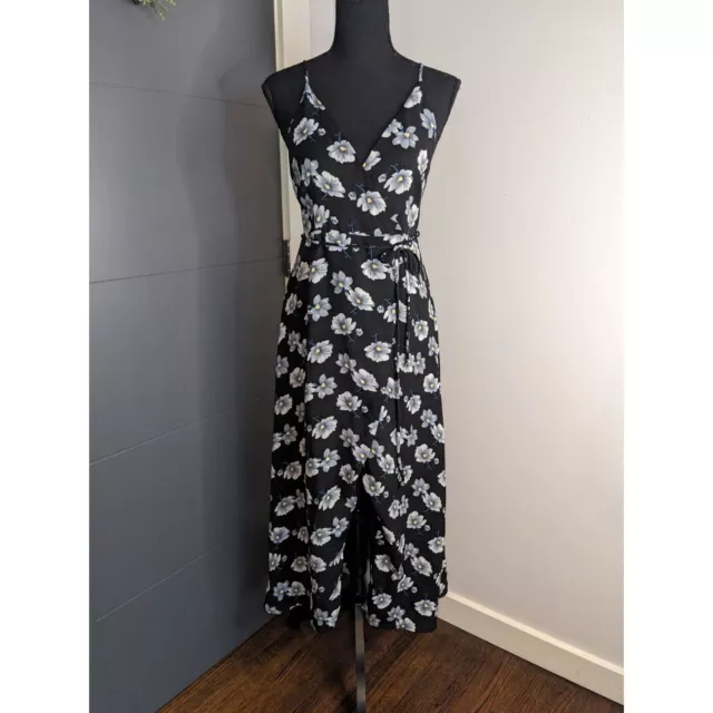 Lucca Couture Black and White Floral Wrap Dress with Cross Back - M