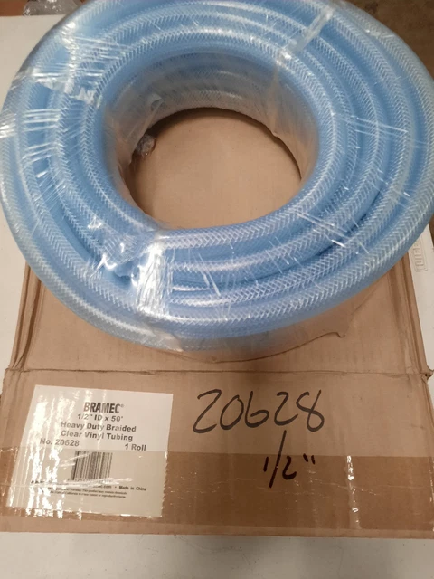 1/2" x 50' HEAVY DUTY BRAIDED CLEAR VINYL TUBING - 20628 BR2