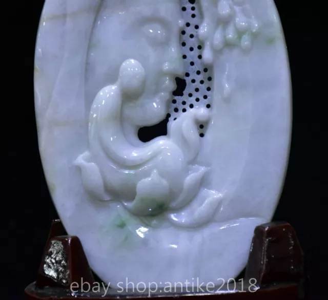 8.2 " China Natural Emerald Jade Jadeite Carved Buddhism Tathagata Buddha Statue 3