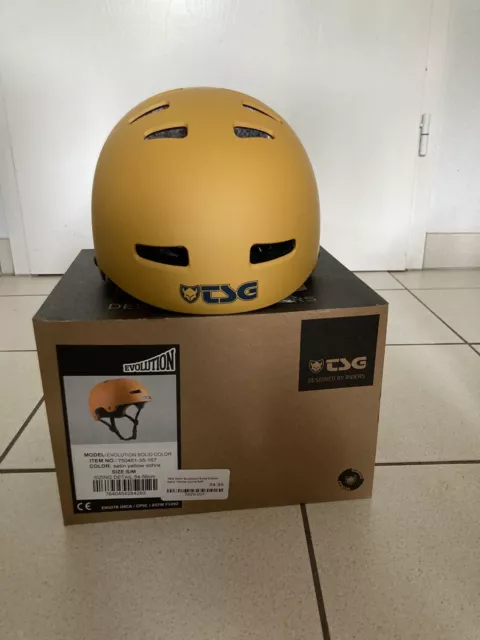 TSG Evolution solid color satin yellow ochre S/M (54-56cm) Skate Helm NEU