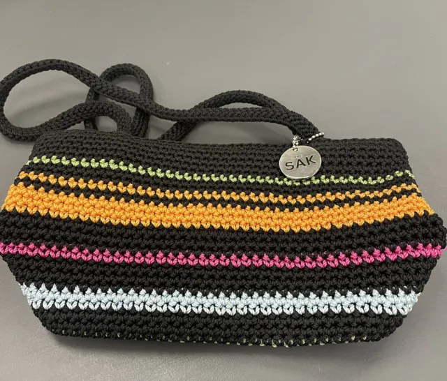 The Sak small black striped crochet hand bag