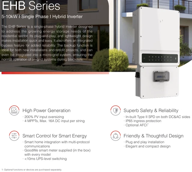 GOODWE 5KW EHB 1 Phase Hybrid Solar Inverter 3 MPPT IP65 GW5K-EHB-AU ...