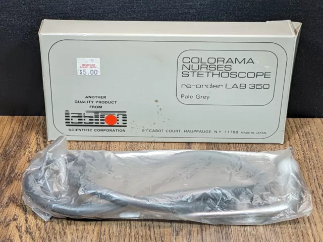 Vintage ~ Labtron Colorama Nurses Stethoscope ~ LAB 350 Pale Grey ~ NOS ~ In Box