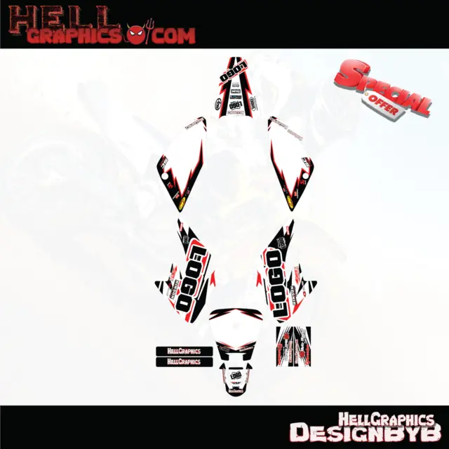 GRAPHICS KIT DECALS STICKERS BLine White FIT HONDA CRF 70 80 100 ALL YEAR