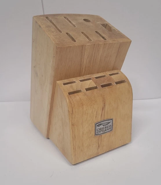 CHICAGO CUTLERY 15 Slot Knife Block Solid Oak Wood Wooden Storage No