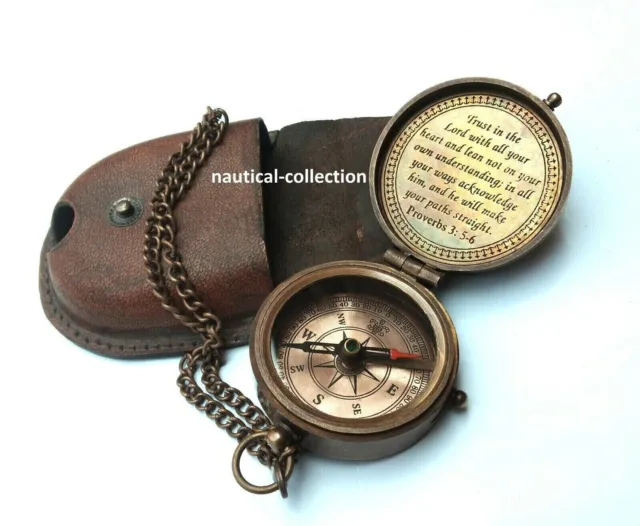 Antique Vintage Brass Pocket Compass Brass Nautical Compass Marine Compass Gift