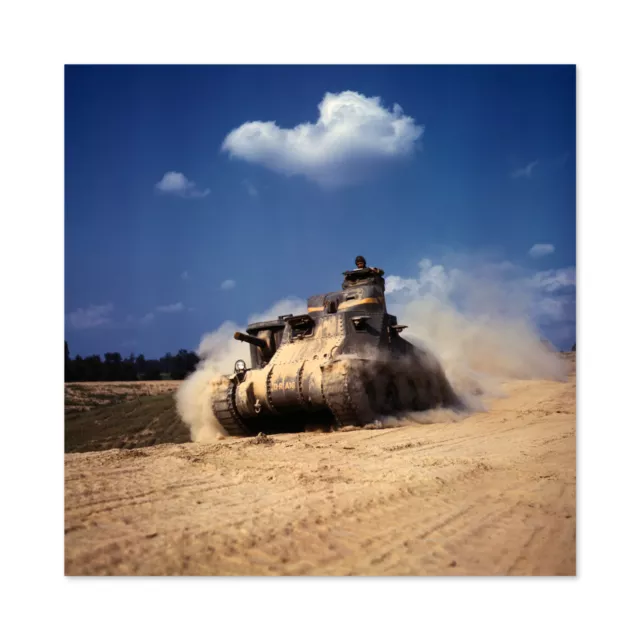 Palmer WWII US Army Tank M3 In Action Fort Knox Large Wall Art Print Square