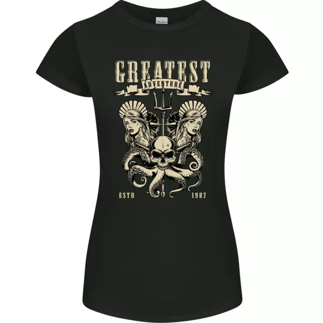 T-shirt donna Trident Skull Scuba Diving Octopus Cthulhu taglio
